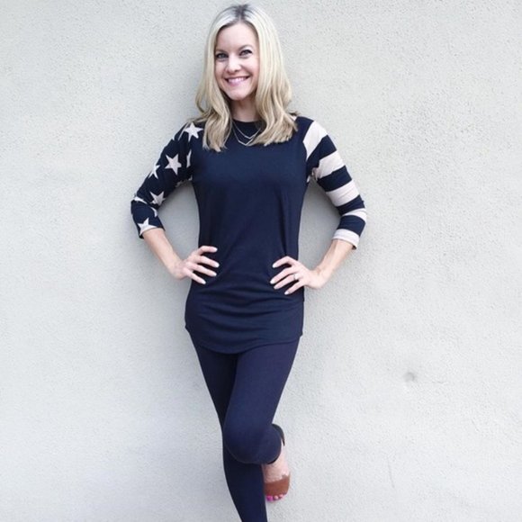 LuLaRoe Stars & Stripes Randy Tee - BLACK - Picture 5 of 5